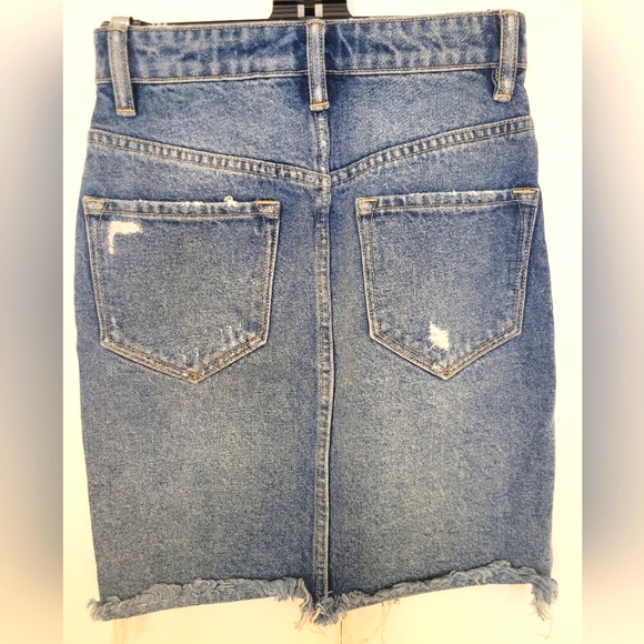 Allsaints - Kim Denim Jean Skirt with Raw Frayed Hem, Size 0 - Picture 2 of 5